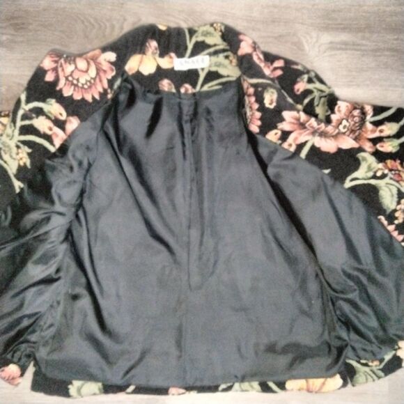 Anage Vintage Sequins / Beaded Tapestry Floral Black Jacket - Picture 12 of 12